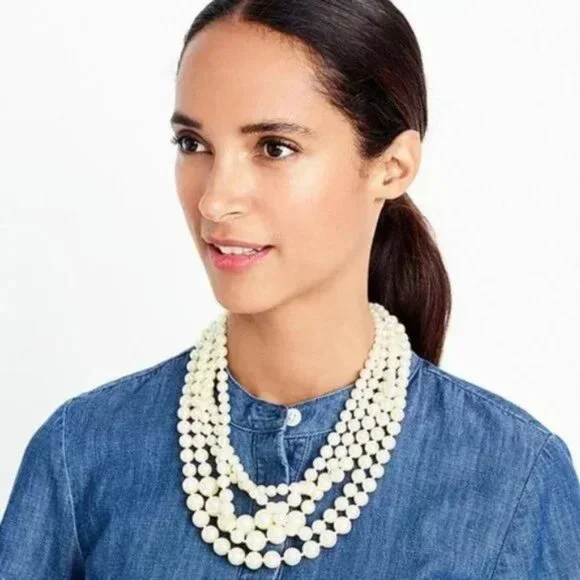 J.crew multi strand layered faux pearl statement necklace dressy. - Picture 6 of 6
